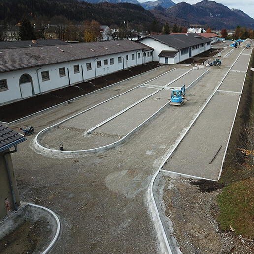 Luftaufnahme der Baustelle Parkplatz Allgäu Kaserne